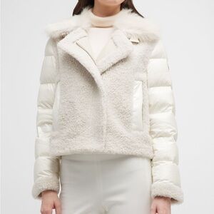 Moncler Turret Mixed Media Jacket w/ Faux Fur Trim NWT Size 2